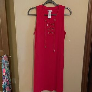 Tommy Bahama Red Lace-Up Midi Dress